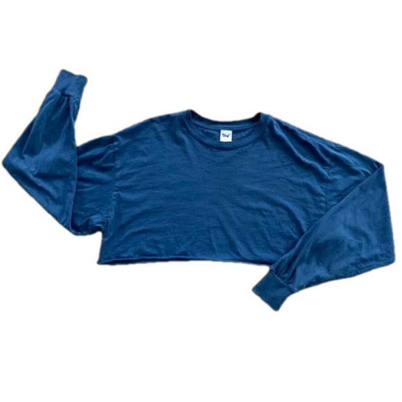 Tna (Aritzia) Size Small. Crop Long Sleeved T Shirt. Blue. - Picture 1 of 9